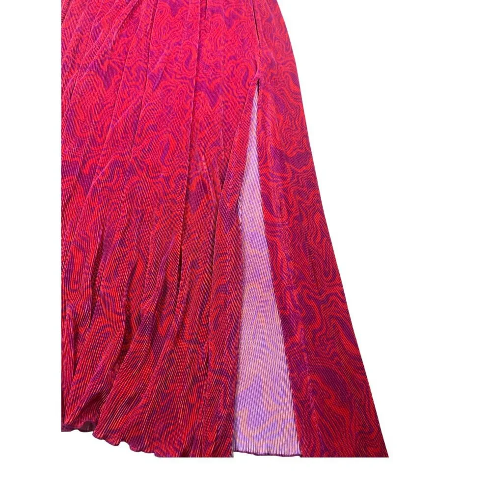 NWT Nina Parker Prism Maxi Dress  Keyhole Pleated Orange Pink 3X - Picture 7 of 9